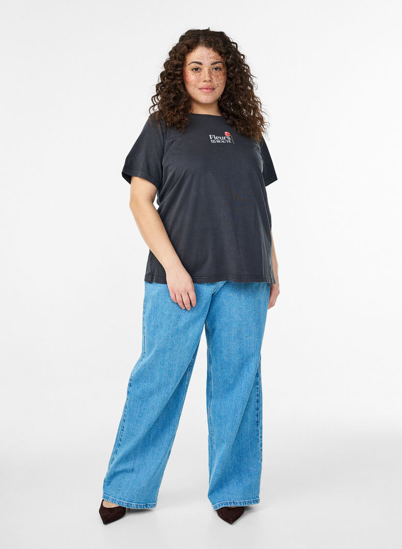 Puuvillainen T-paita etu- ja takaprintill&auml;, 9991, Model image number 1