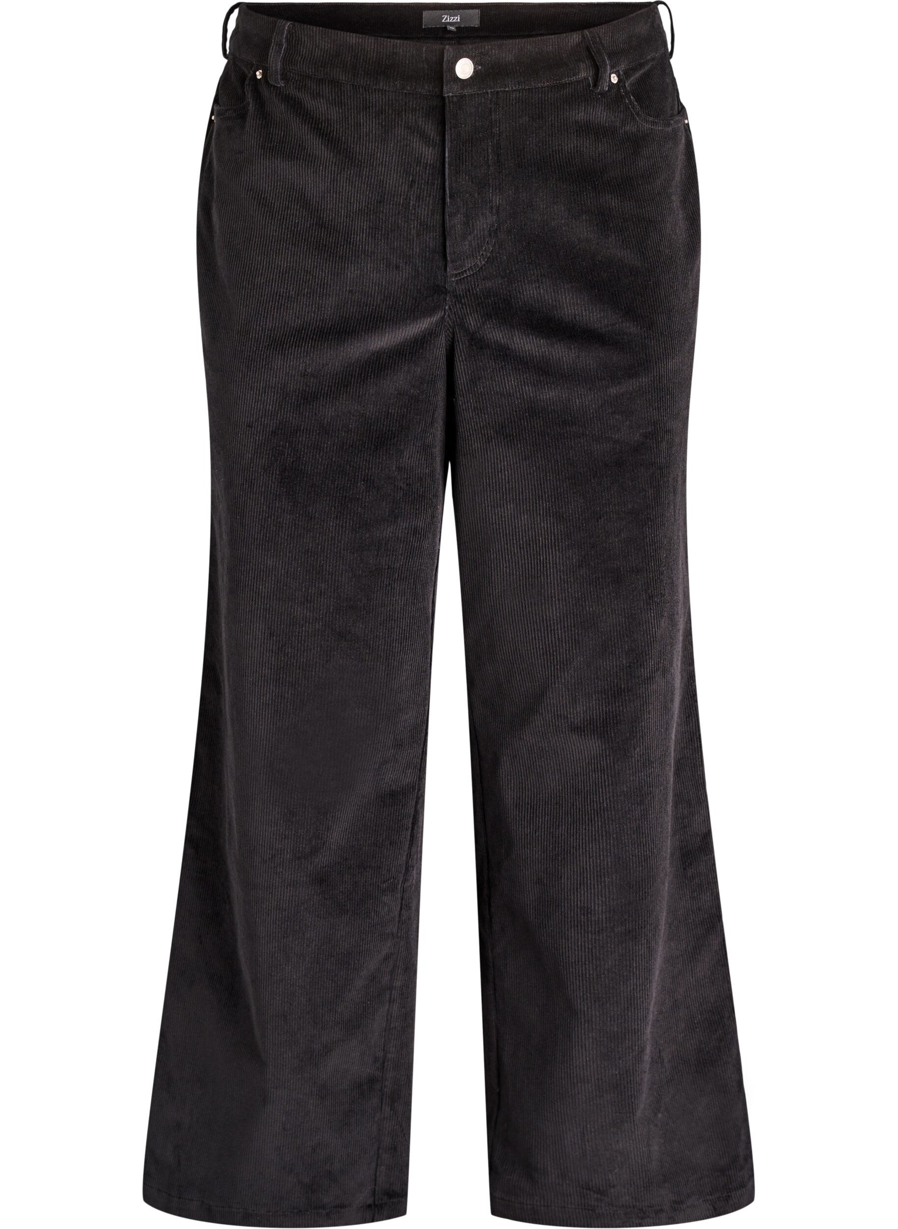 Korkeavy&ouml;t&auml;r&ouml;iset samettihousut leveill&auml; lahkeilla