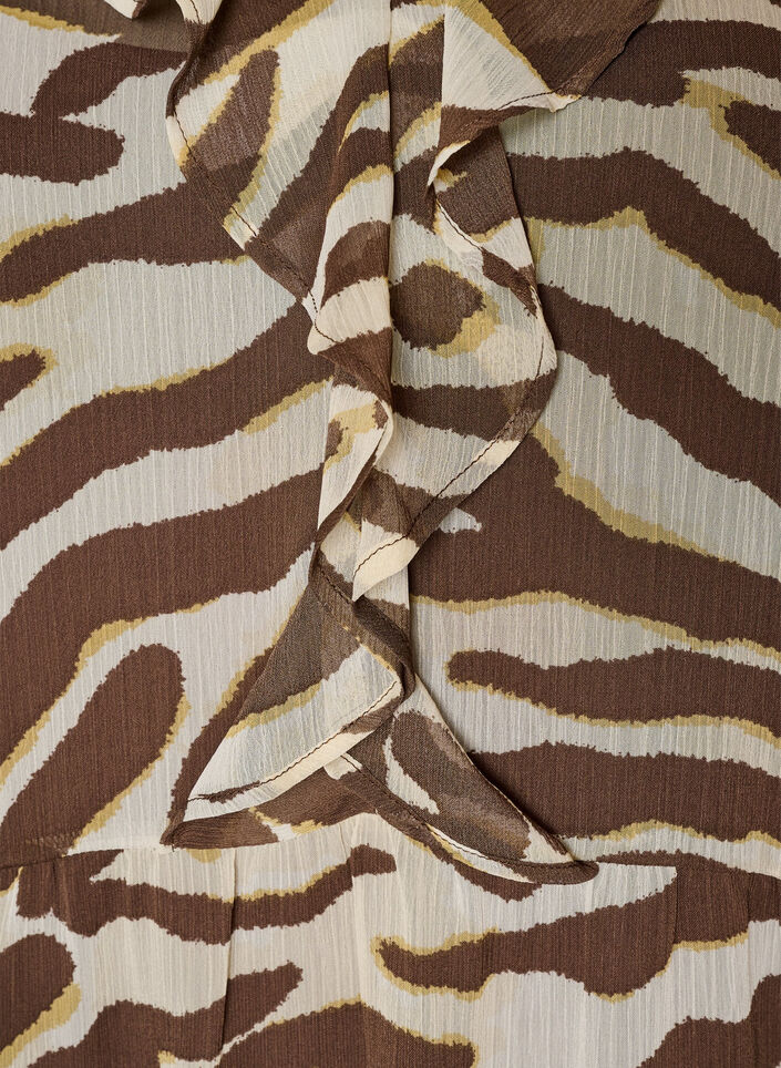 Mekko r&ouml;yhel&ouml;yksityiskohdilla ja V-p&auml;&auml;ntiell&auml;, Ruskea, Packshot image number 2