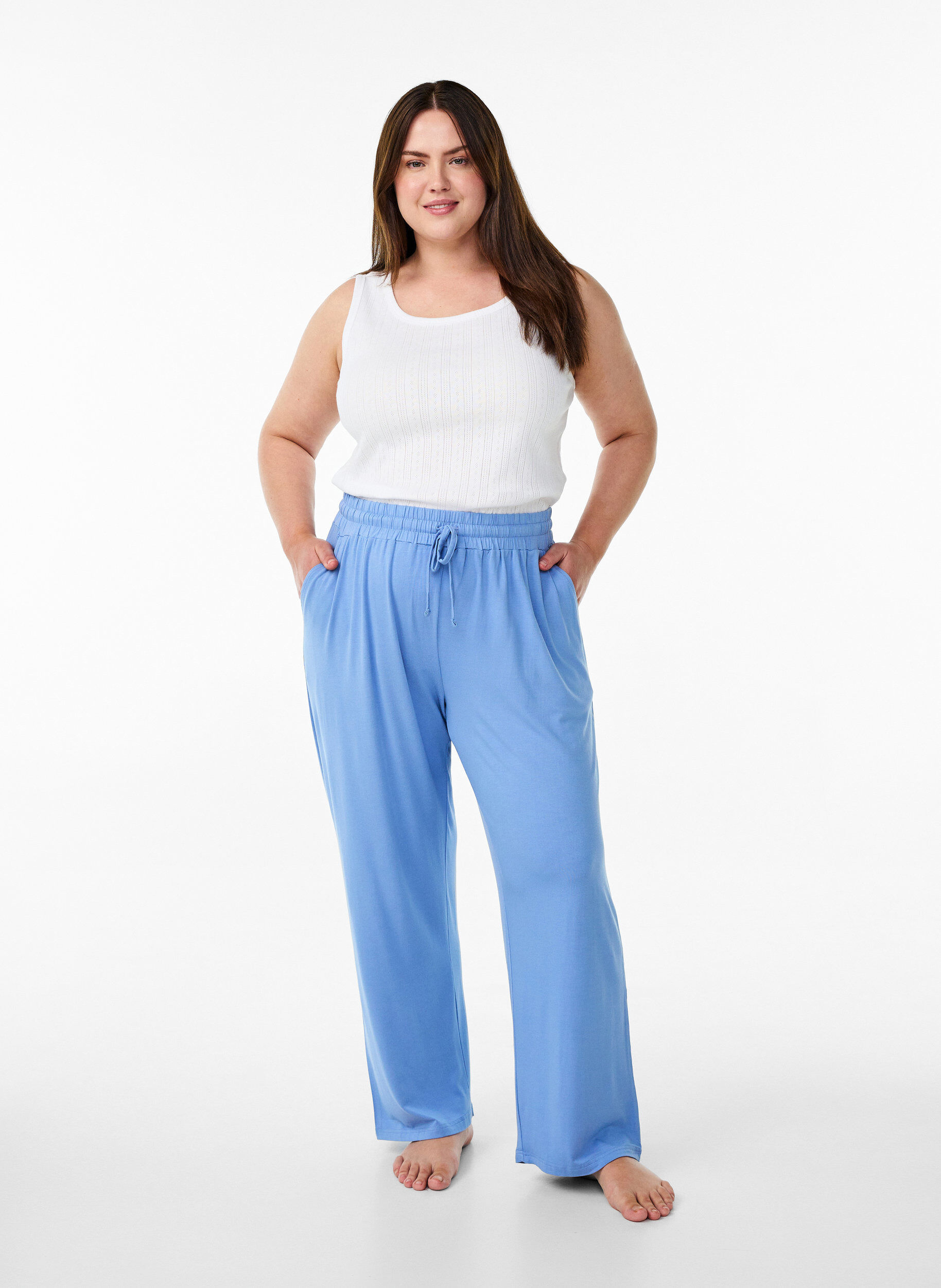 Zizzi Y&ouml;toppi luomupuuvillasta, struktuurikuviolla, Valkoinen, Model image number 1