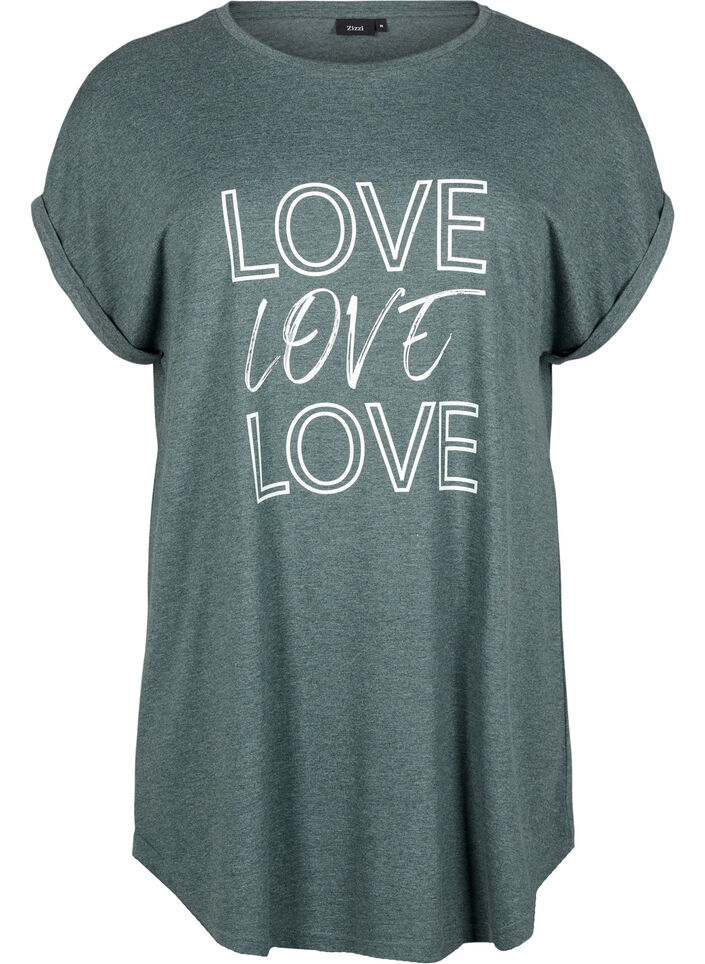 Lyhythihainen yöpaita tekstipainatuksella, , Packshot image number 0