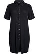 Polvimittainen jersey-kauluspaitamekko lyhyillä hihoilla, Musta, Packshot image number 0