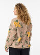 Kukkafleecetakki korkealla kauluksella ja vetoketjulla, Beige, Model image number 2