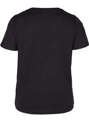 Puuvillainen t-paita painatuksella , Black, Packshot image number 1