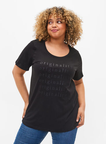 Puuvillainen t-paita painatuksella, Black Originality, Model image number 0