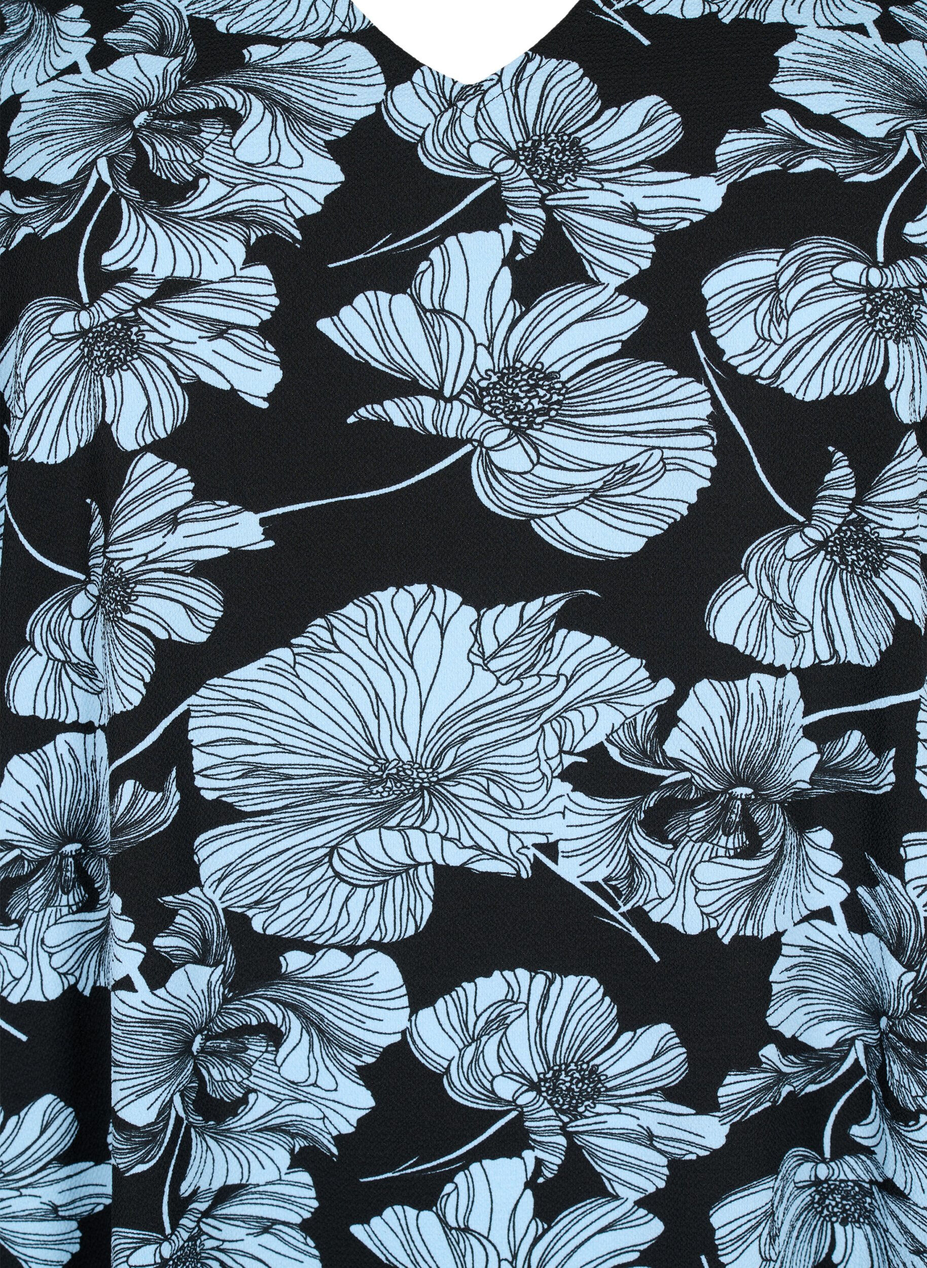 Zizzi V-kauluksellinen mekko kuviolla, Black B. Flower AOP, Packshot image number 2