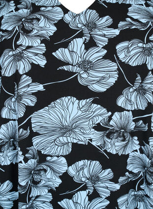 V-kauluksellinen mekko kuviolla, Black B. Flower AOP, Packshot image number 2