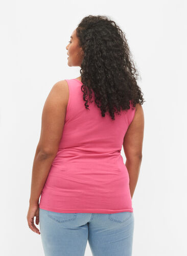 Yksivärinen perus paita puuvillasta, Hot Pink, Model image number 1