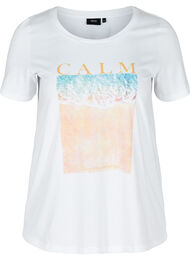 Lyhythihainen puuvillainen t-paita painatuksella, Bright White CALM