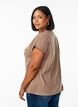 Lyhythihainen puuvillasekoitteinen T-paita, Ruskea, Model image number 2