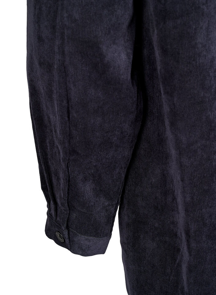 Pitkä vakosamettimekko napeilla, Black, Packshot image number 4