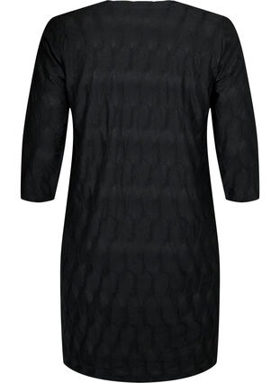 Kuvioitu mekko 3/4 hihoilla, Black, Packshot image number 1