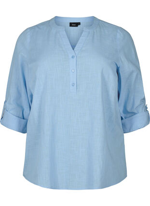 Puuvillainen paitapusero V-kaula-aukolla, Serenity, Packshot image number 0