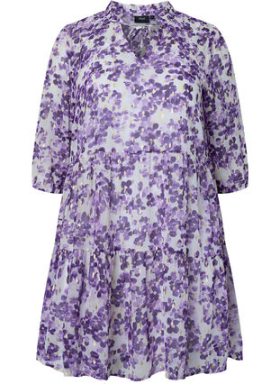 Tunika kukkakuosilla ja lurexilla, Beige/Purple Flower, Packshot image number 0