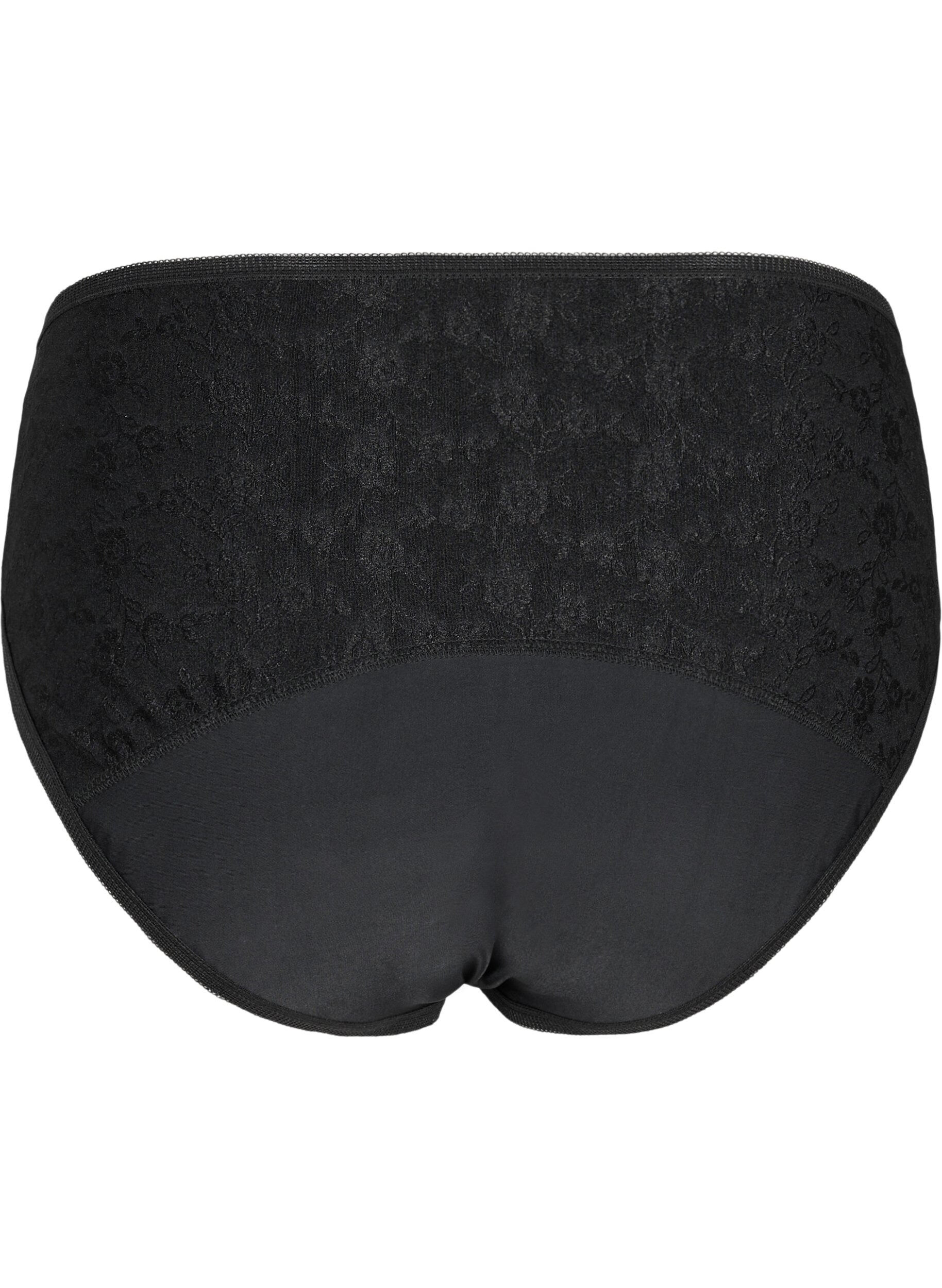 Zizzi Kuukautisalushousut pitsill&auml;, Black/lace, Packshot image number 1