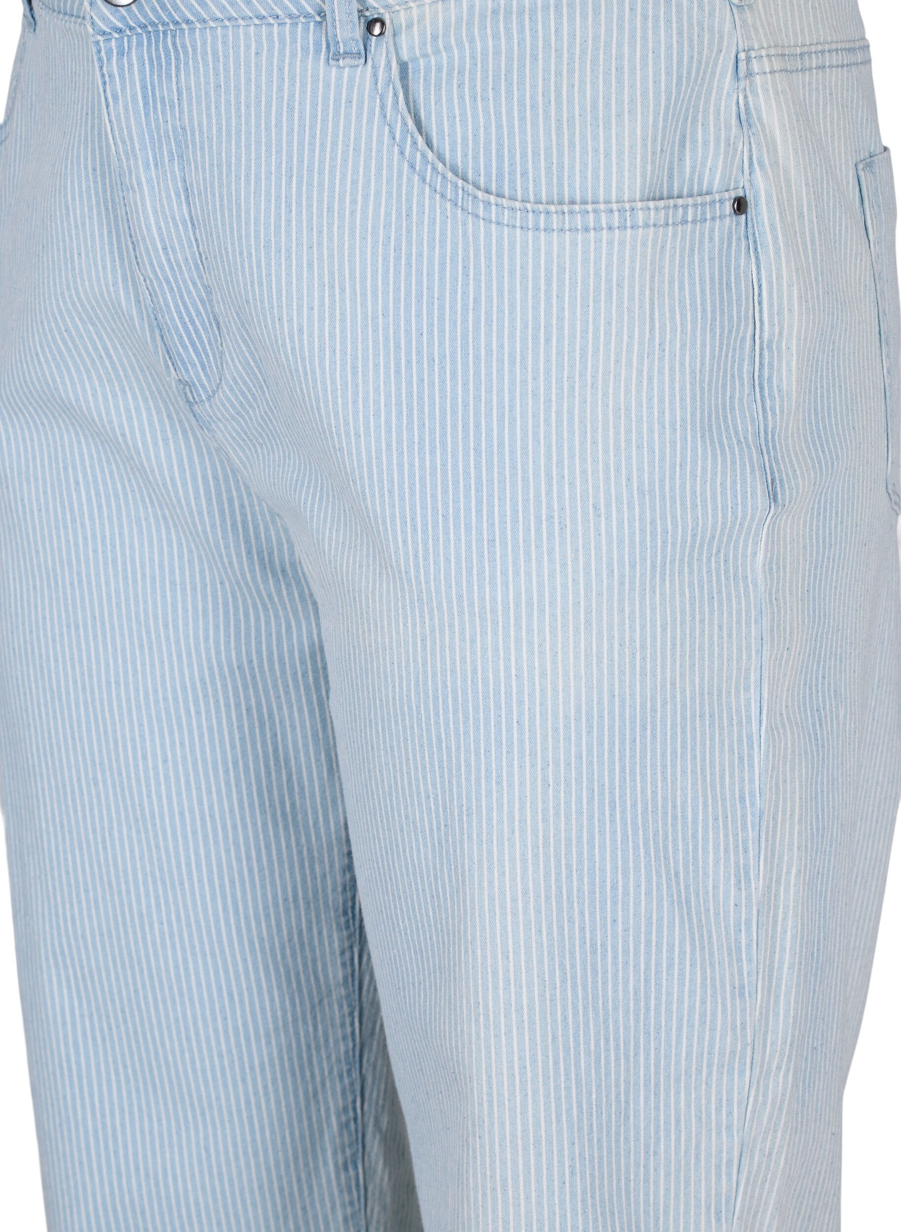 Zizzi Suorat nilkkapituiset farkut, Light Blue Stripe, Packshot image number 2