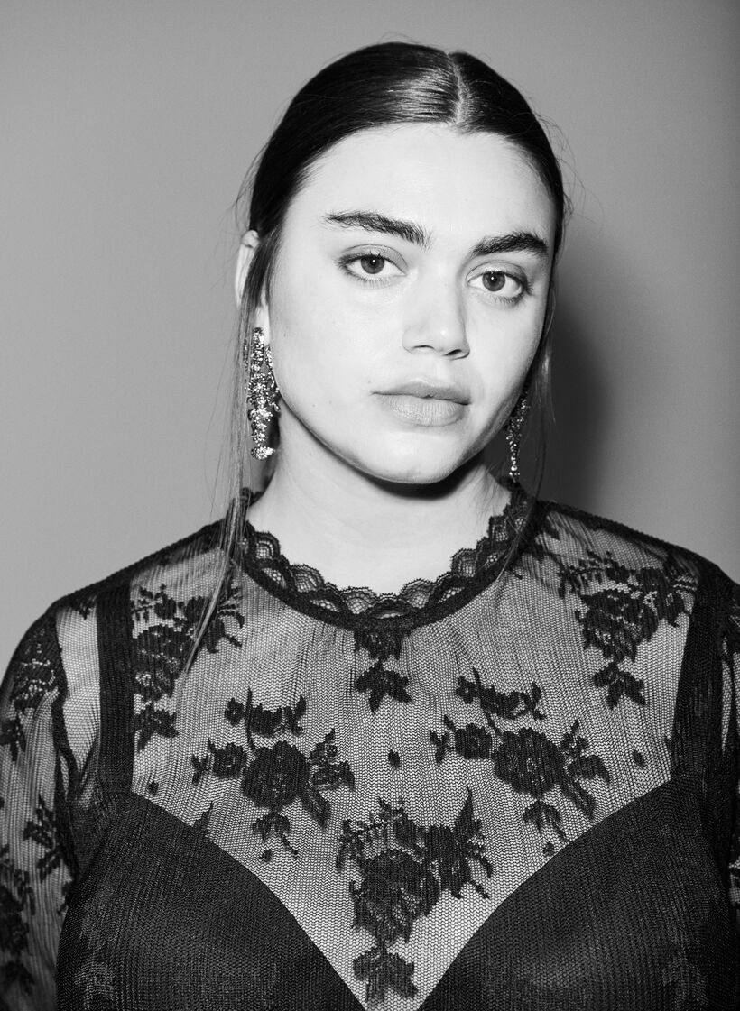 Pitkähihainen verkkopaita pitsikuviolla, Musta, Image