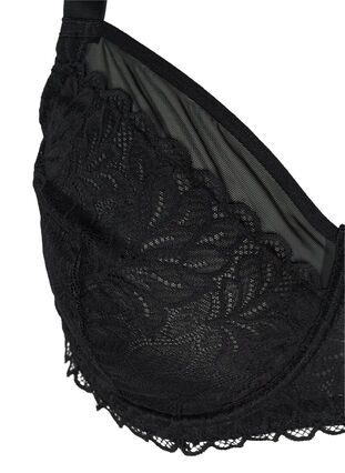 Kaarituelliset rintaliivit pitsillä ja mesh-yksityiskohdilla , Black, Packshot image number 2
