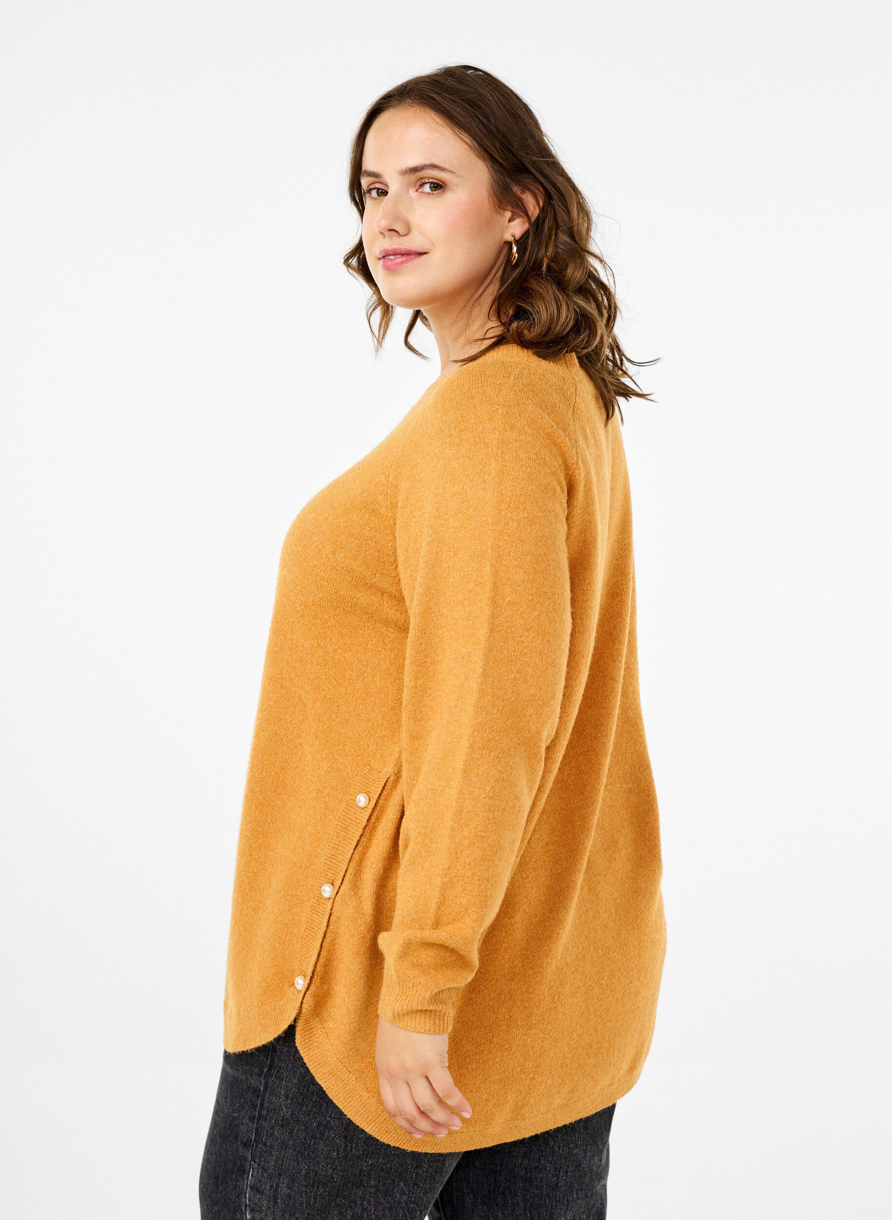 Zizzi Neulepusero helmiyksityiskohdilla, Yam White Mel., Model image number 1