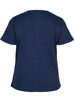 Puuvillainen t-paita ribbauksella, Navy Blazer, Packshot image number 1