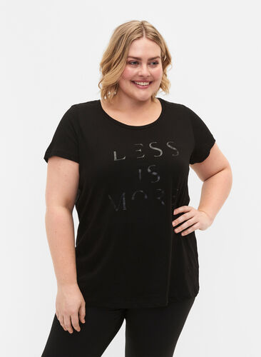 T-paita printillä treeniin , Black w.Less Is More, Model image number 0