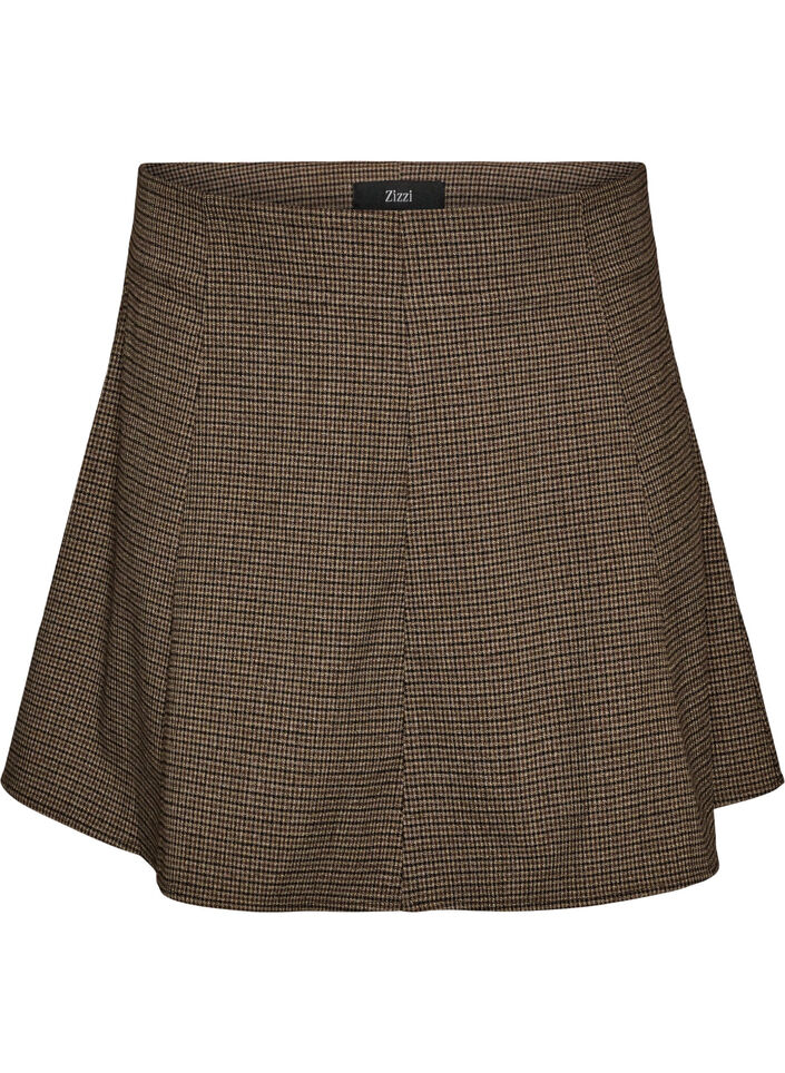 Pieni ruudullinen A-linjainen hame, Ruskea, Packshot image number 0
