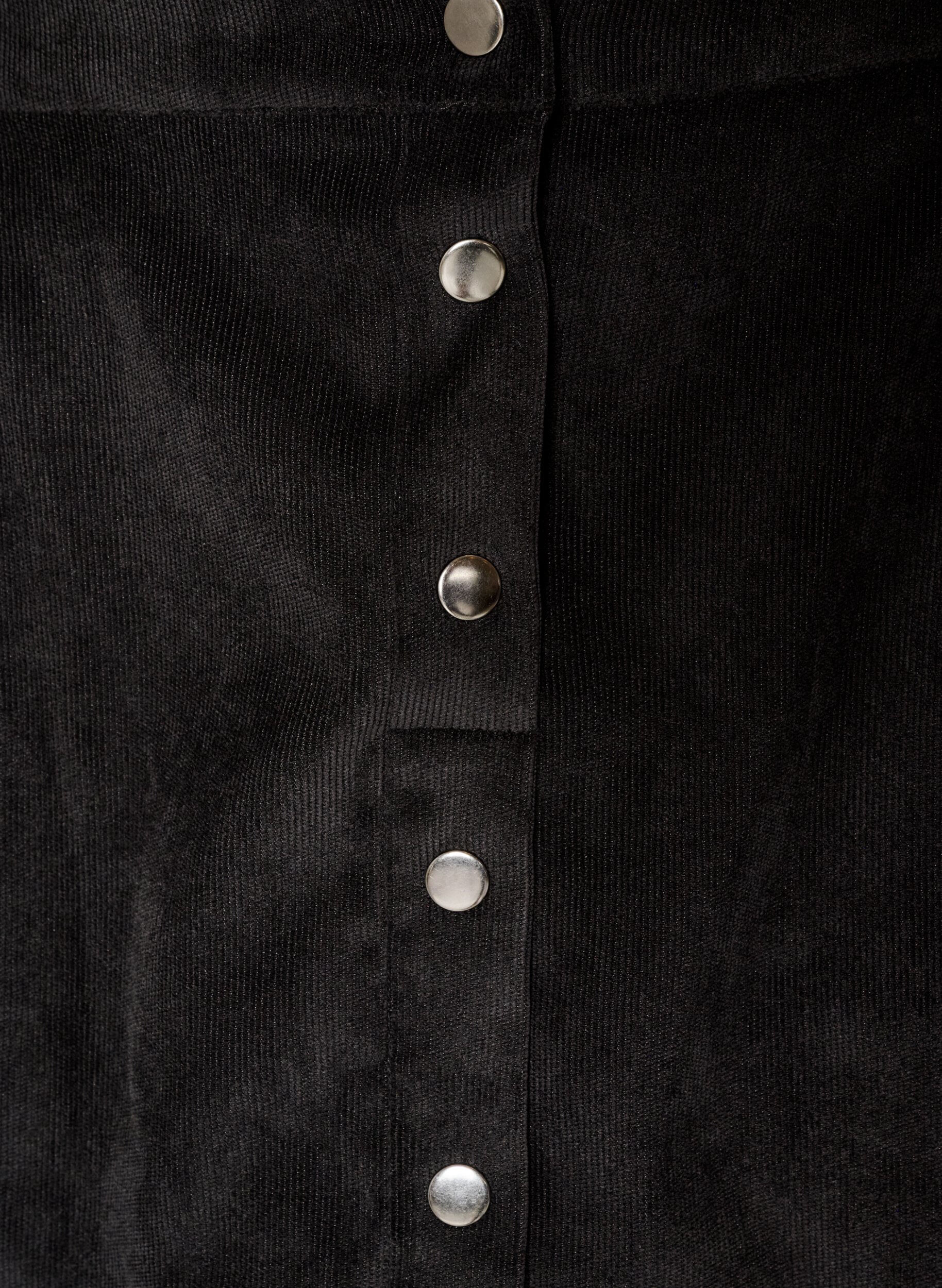 ZizziA-linjainen velourhame napeilla, Musta, Packshot image number 2