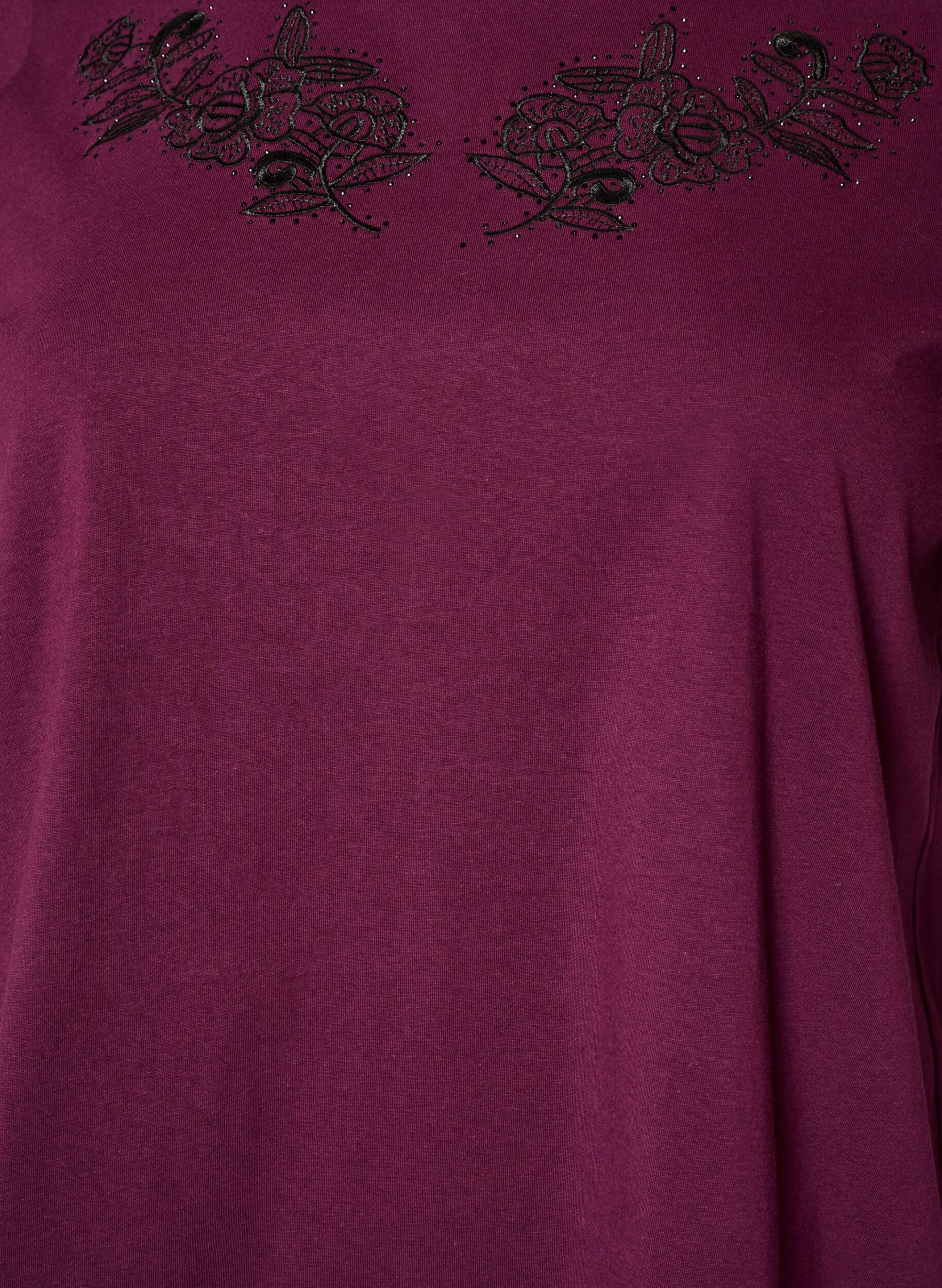 ZizziT-paita kukkakirjailulla ja strasseilla, Violetti, Packshot image number 2