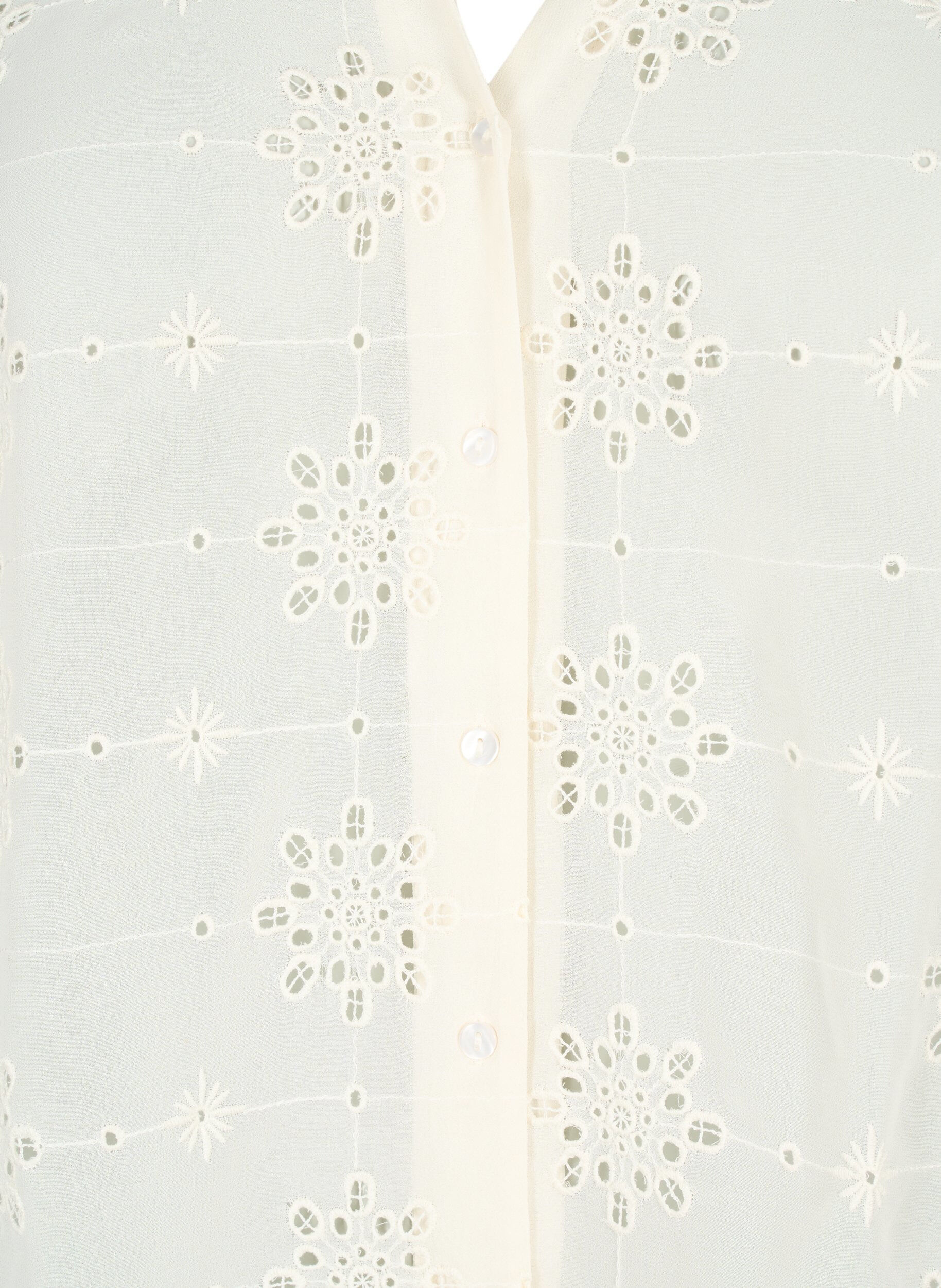 Zizzi Lyhythihainen paitapusero anglaise-kirjailulla, Antique White, Packshot image number 2