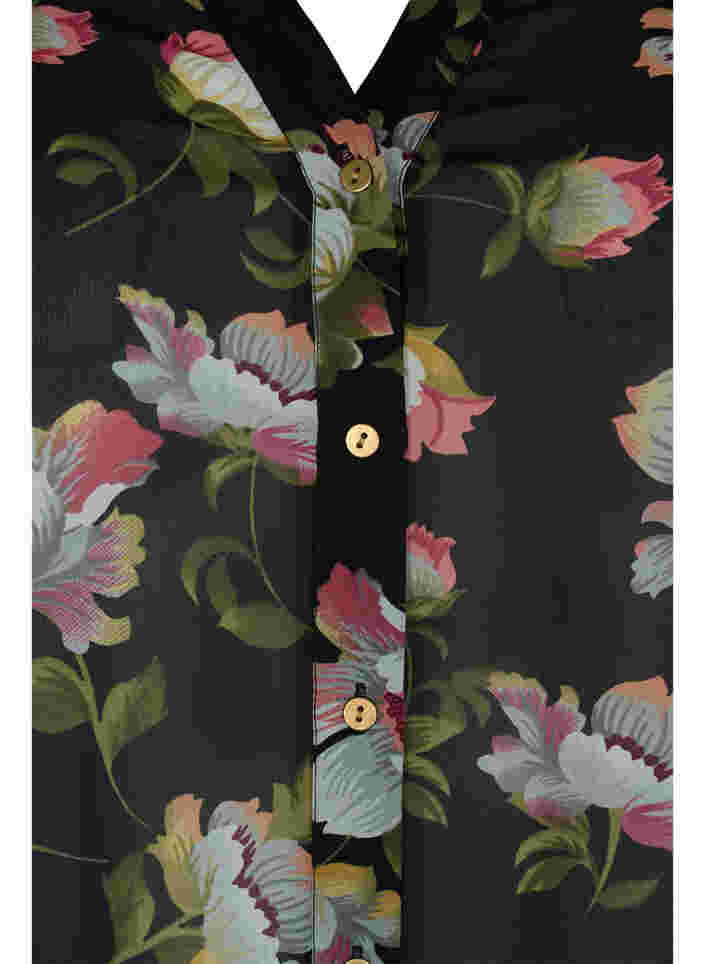 Paita v-pääntiellä ja kuosilla , Black/Beige Flower, Packshot image number 2