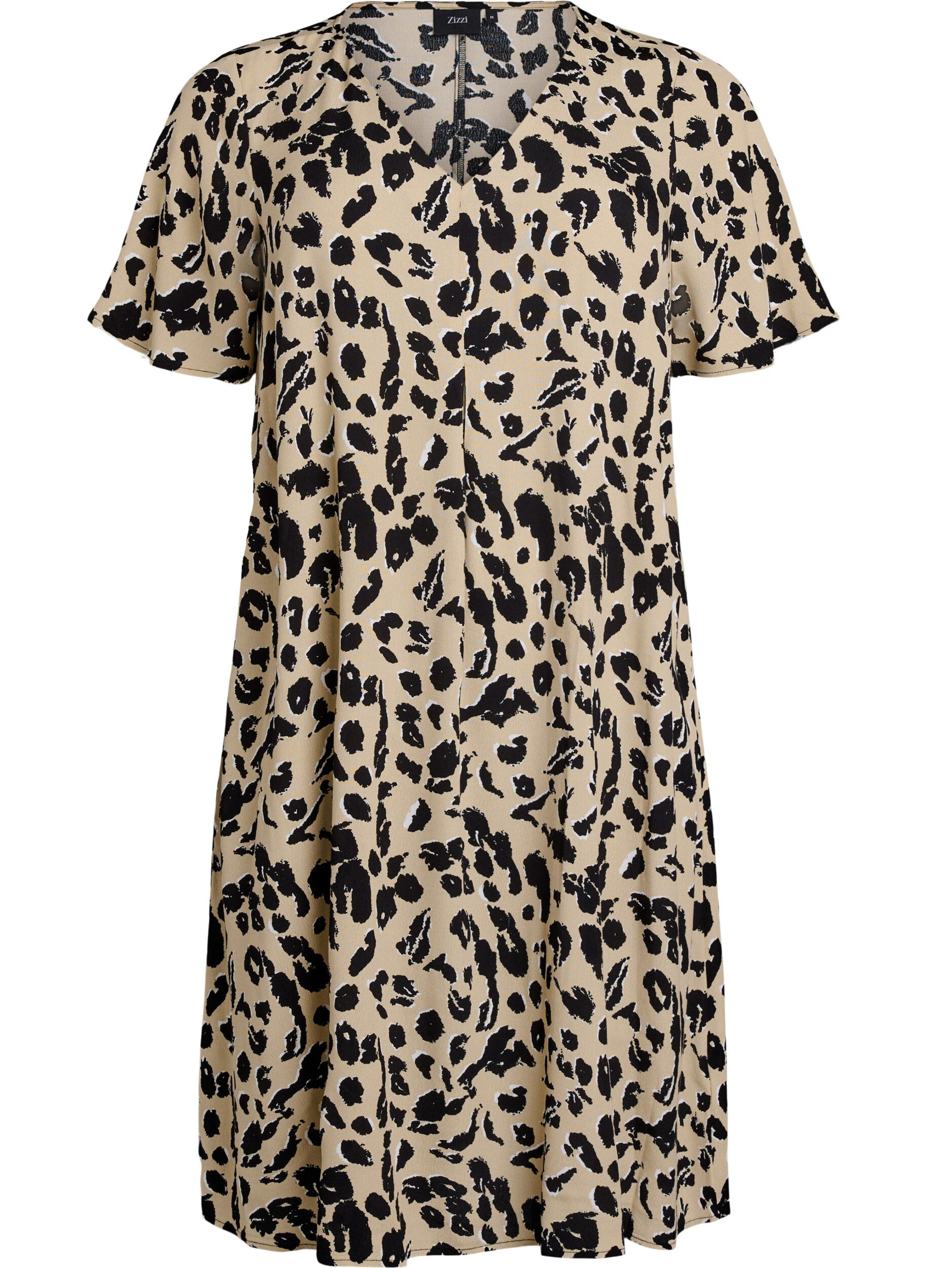 Zizzi Viskoosi A-linjainen mekko, Beige, Packshot image number 0