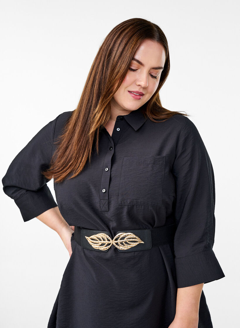 Joustava vyötärövyö kultaisella lehtisoljella, Black, Model image number 0