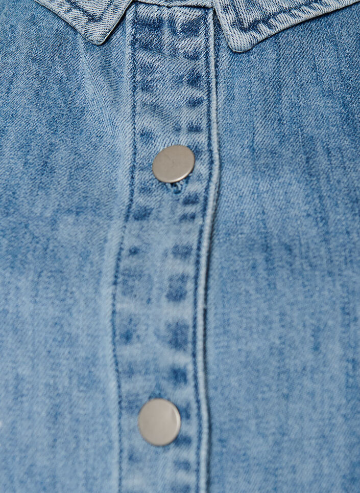 Farkkupaita kukkaprintill&auml; ja lyhyill&auml; hihoilla, Sininen, Packshot image number 2