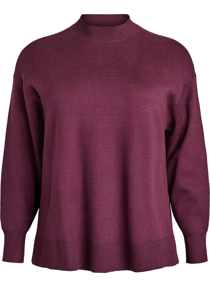 Neulepusero korkealla kauluksella, Tumma Bordeaux, Packshot image number 0