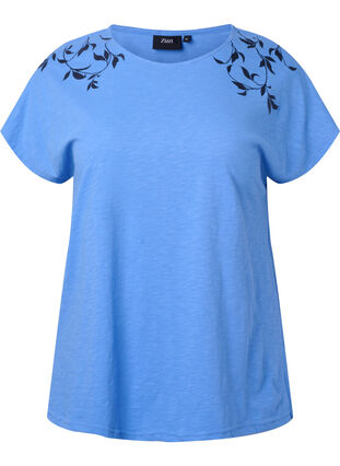 Puuvillainen t-paita lehtiprintillä, Ultramarine C Leaf, Packshot image number 0
