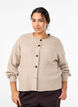 Ribbineuloksesta valmistettu neuletakki napeilla, Beige, Model image number 0