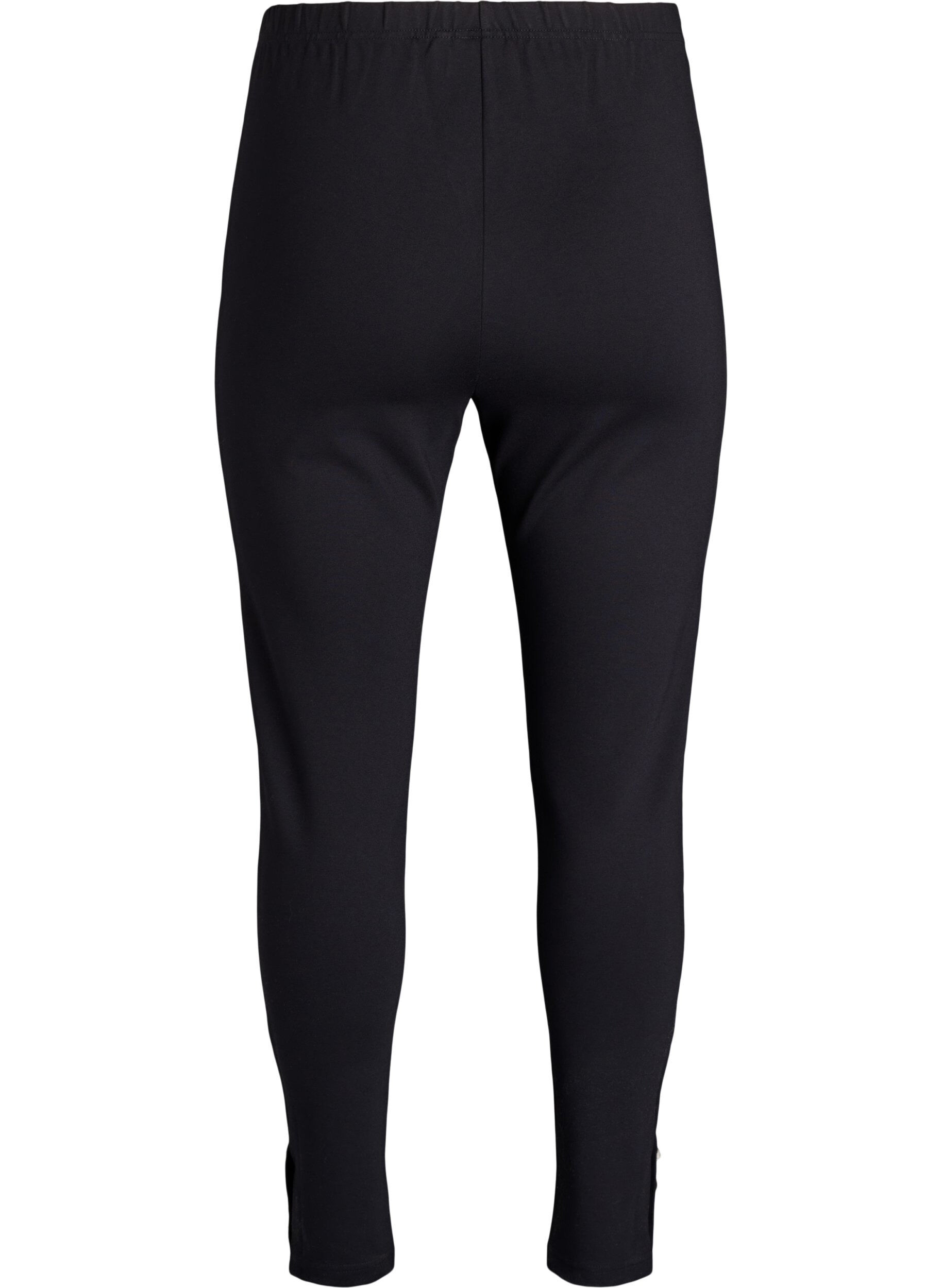 Zizzi Leggingsit napeilla lahkeiden alaosassa, Musta, Packshot image number 1