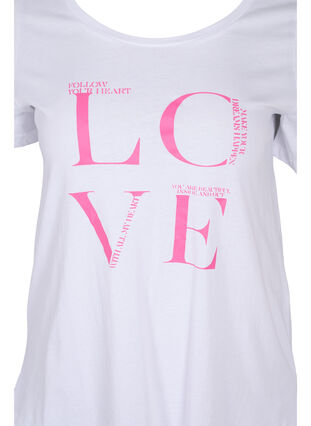 Lyhythihainen puuvillainen t-paita painatuksella, Bright White LOVE, Packshot image number 2