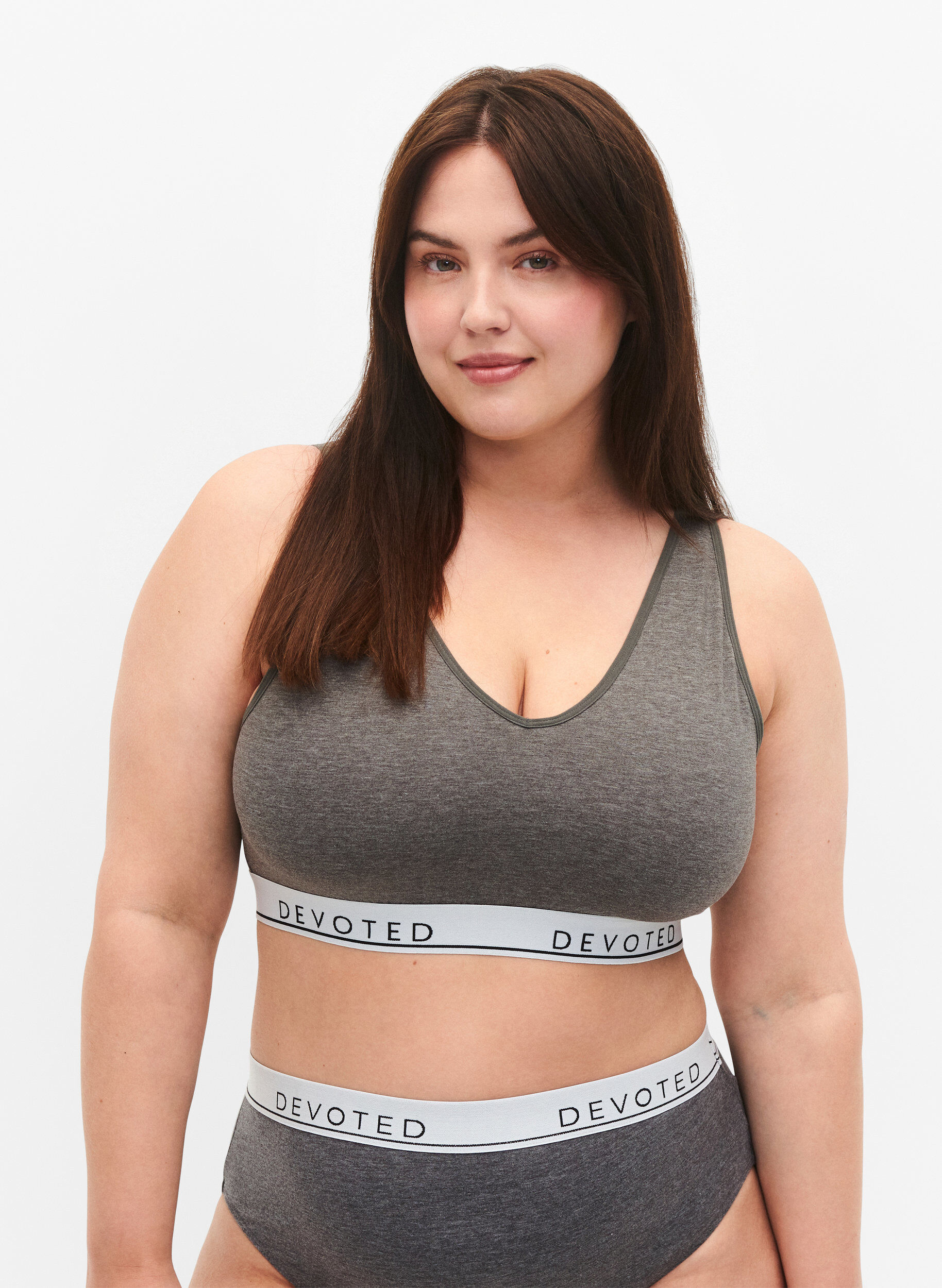 Zizzi Pehme&auml; rintaliivitoppi tektill&auml;, Medium Grey Melange, Model image number 0