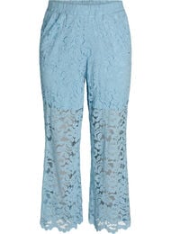 Korkeavy&ouml;t&auml;r&ouml;iset pitsihousut suorilla lahkeilla, Sininen