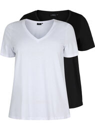2 kpl t-paitoja v-pääntiellä, Bright White / Black