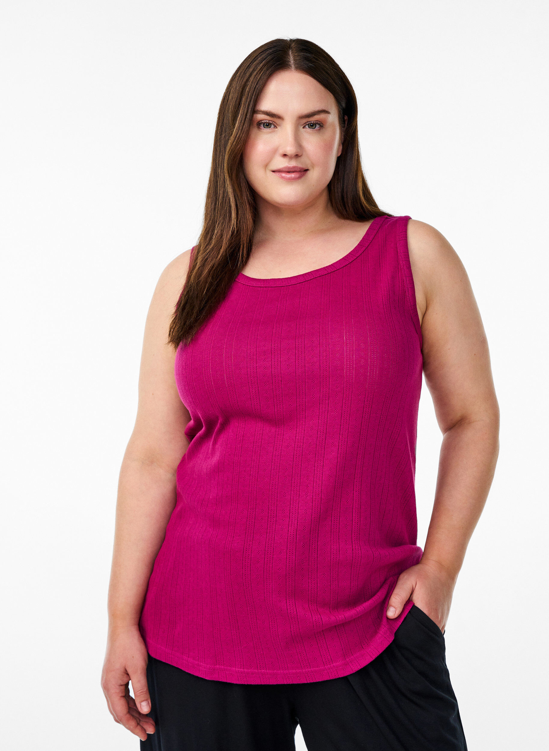 ZizziY&ouml;toppi luomupuuvillasta, struktuurikuviolla, Vaaleanpunainen, Model image number 0