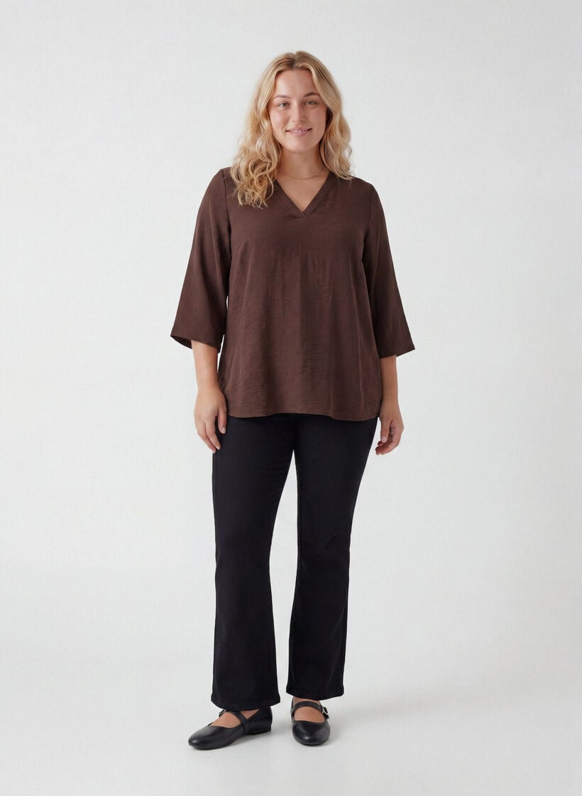 Pusero 3/4-hihoilla, Ruskea, Model image number 1
