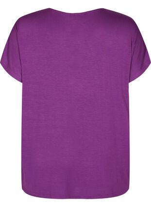 Lyhythihainen viskoosinen t-paita kukkakuosilla, Grape Juice Flower, Packshot image number 1