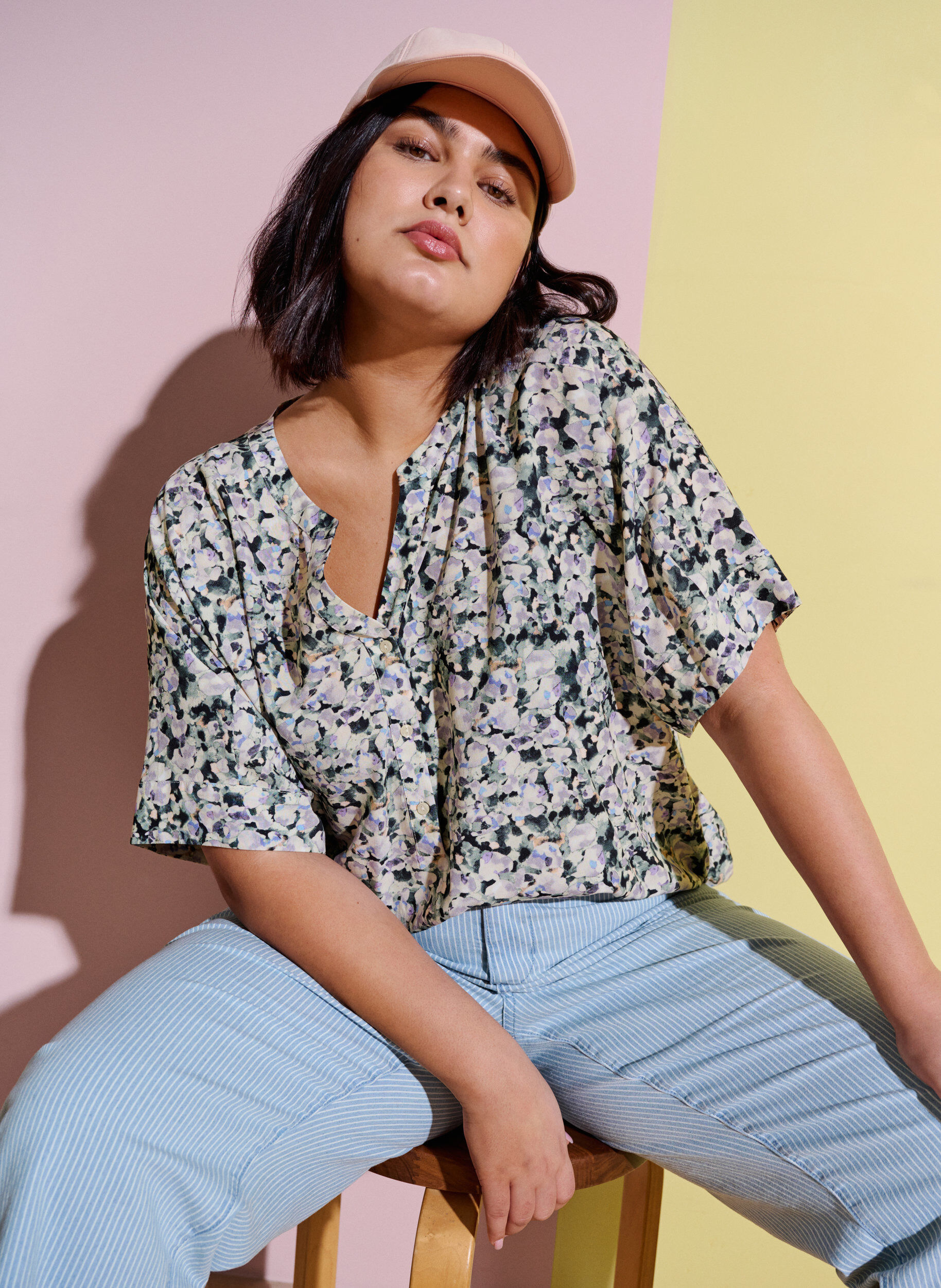 Zizzi Suorat nilkkapituiset farkut, Light Blue Stripe, Image image number 0