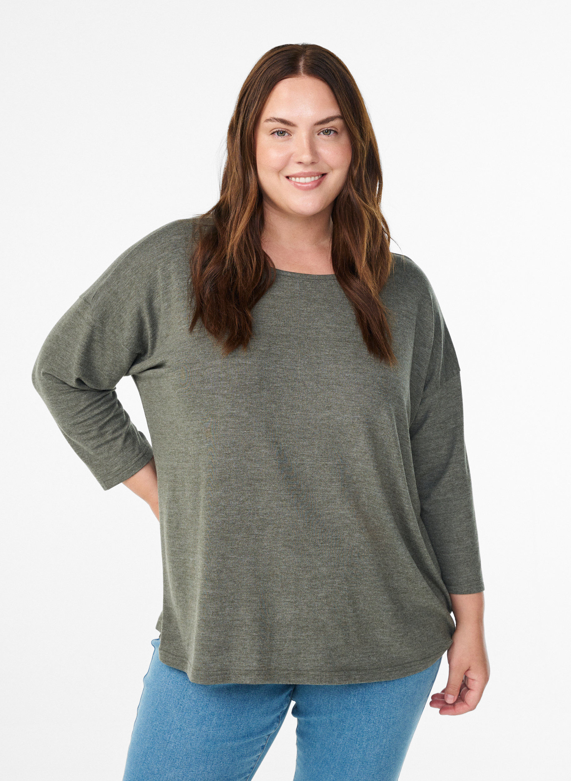 Jersey -pusero 3/4-hihoilla, Vihre&auml;, Model