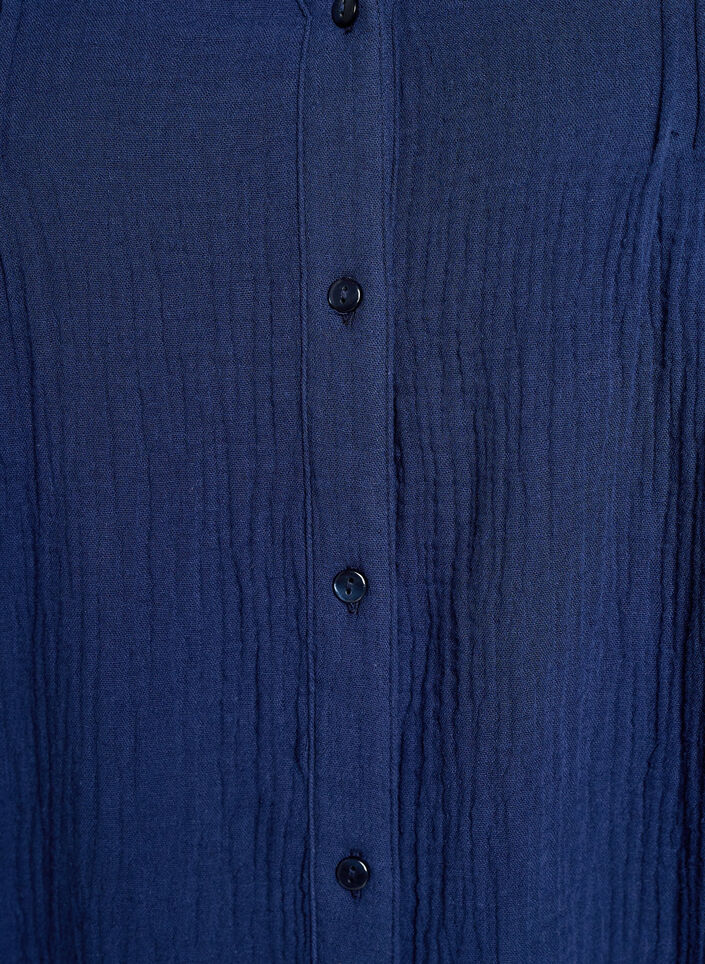 Puuvillamusliinipusero kirjailtuine yksityiskohtineen, Sininen, Packshot image number 2