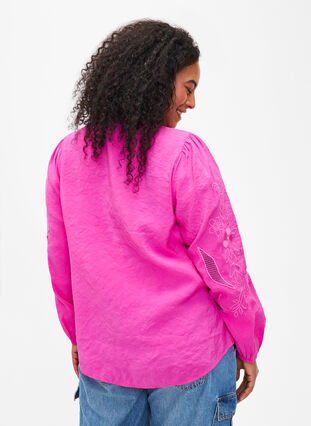 Tencel ™ -modaalista valmistettu pusero kirjotuilla yksityiskohdilla., Phlox Pink, Model image number 1