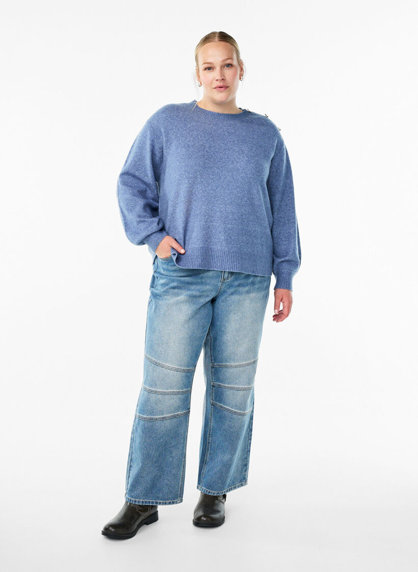 Neulepusero nappiyksityiskohdalla, Sininen, Model image number 1