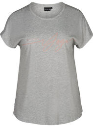 T-paita treeniin painatuksella rinnassa, Light Grey Melange